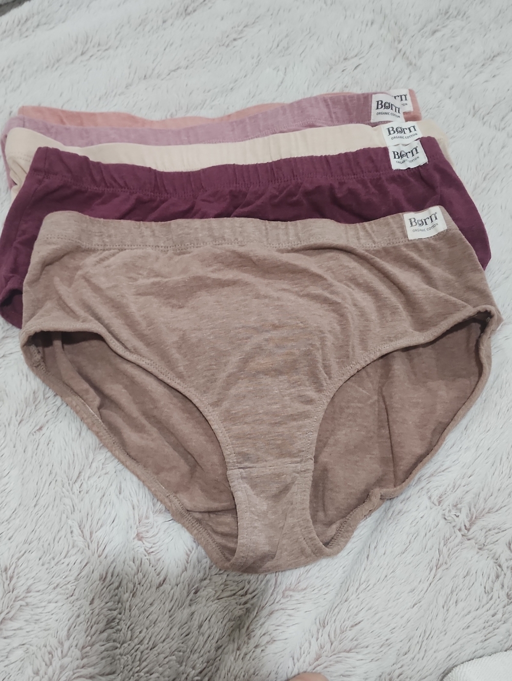 Women's Born Organic Cotton Underwear Sz LG 5 Pack Hipster Briefs NWOT